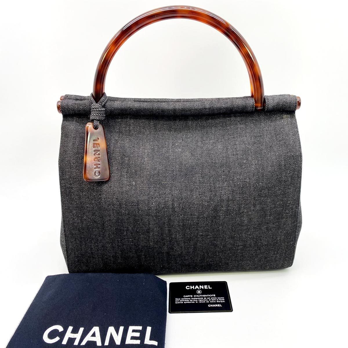 CHANEL シャネル ハンドバッグ デニム べっ甲 ココマーク 8475