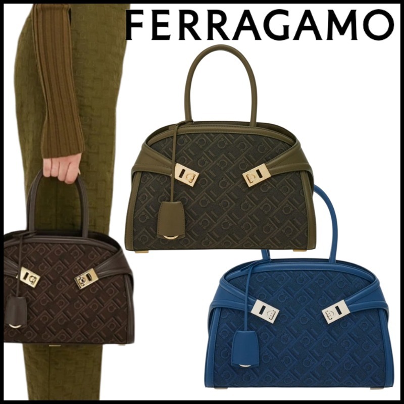 ★FERRAGAMO★ハグ フェラガモ モノグラム ハンドバッグ (M)