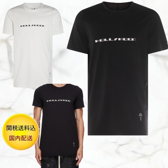 関税送料無【RICK OWENS】Tシャツ ロゴT HOLLYWOOD LEVEL T