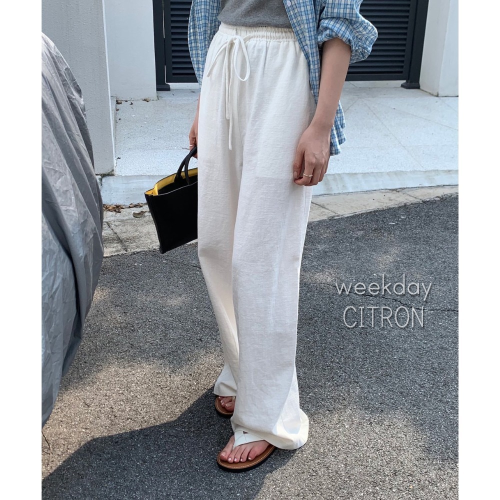 コットンリネン ホワイト パンツ 春 夏 カジュアル 韓国 cr8655