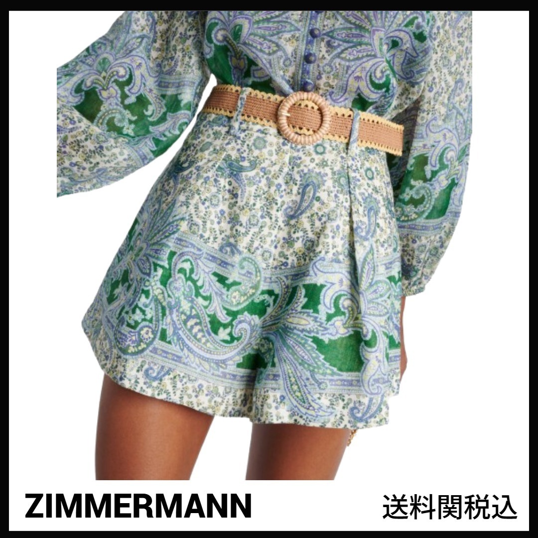 送料関税込み★ZIMMERMANN★オッティペイズリーリネンショーツ