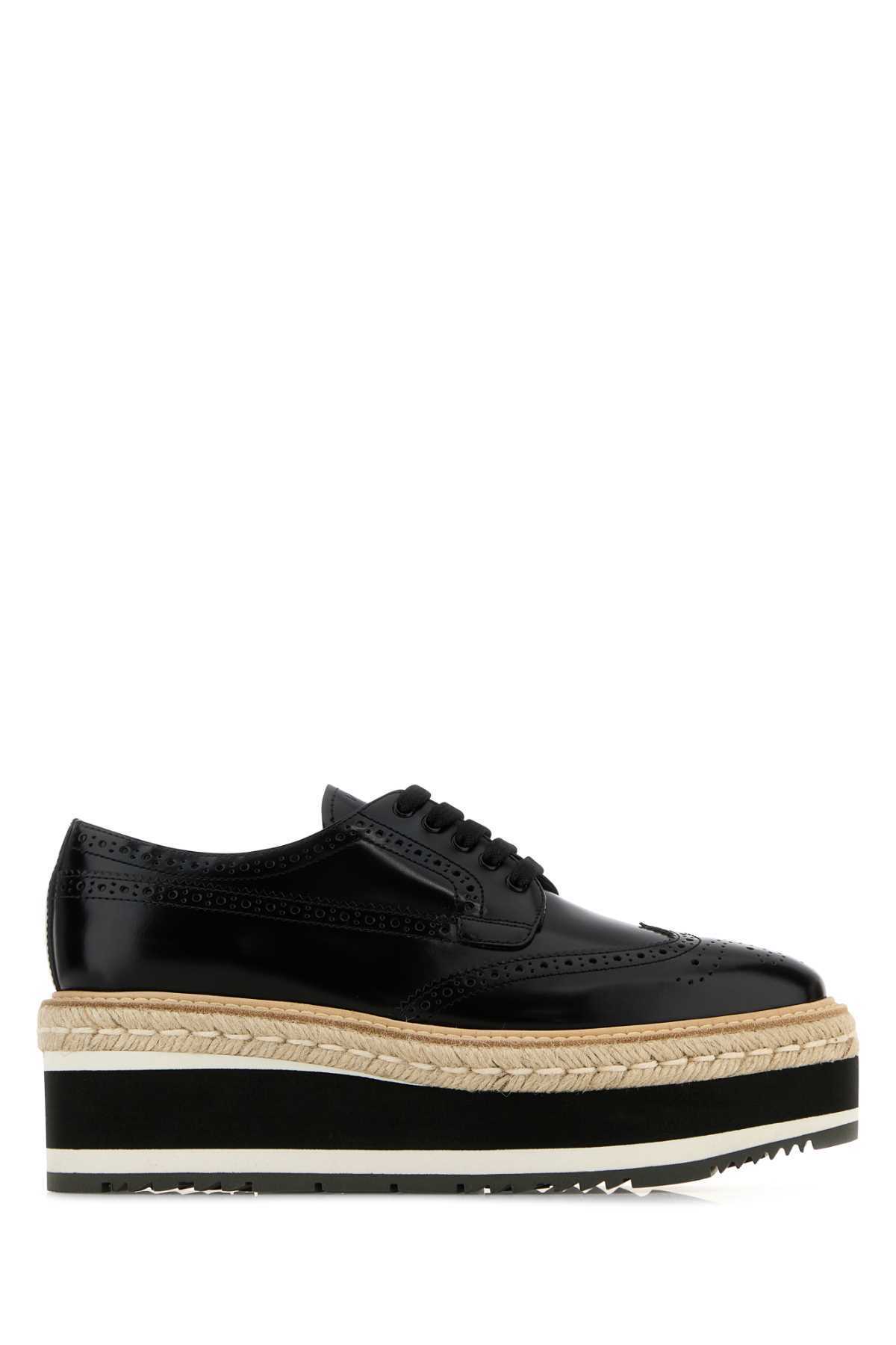 【送料&関税込】Prada Black Leather Lace-up Shoes