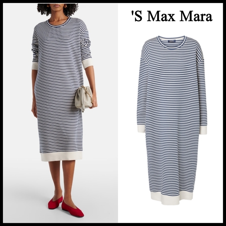 【‘S Max Mara】Calla ストライプ ジャージー ミディドレス