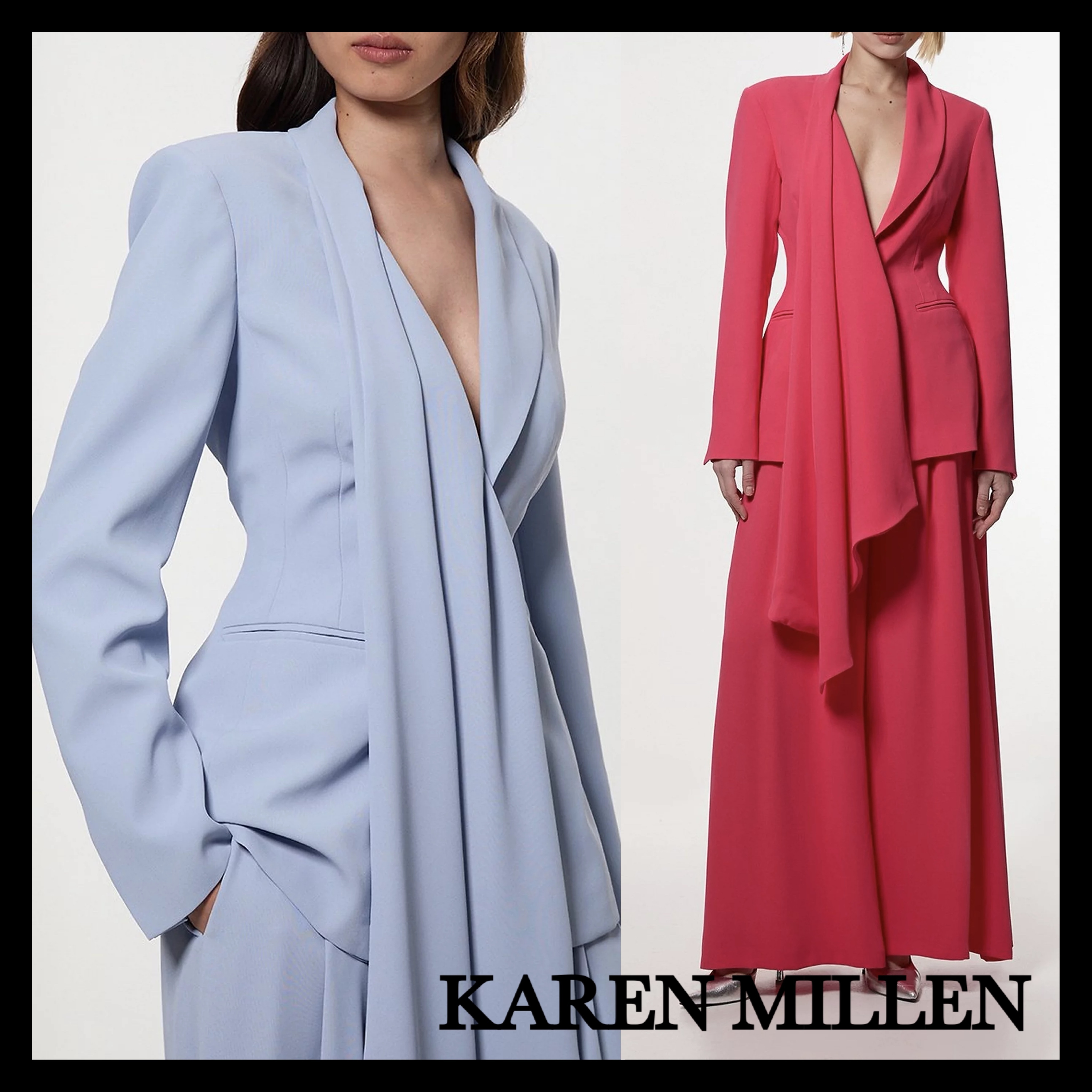 KAREN MILLEN* ソフトテーラード シングルブレストブレザー
