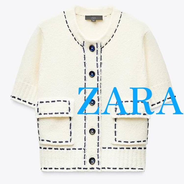 【ZARA】ステッチ入りショートスリーブニットジャケット
