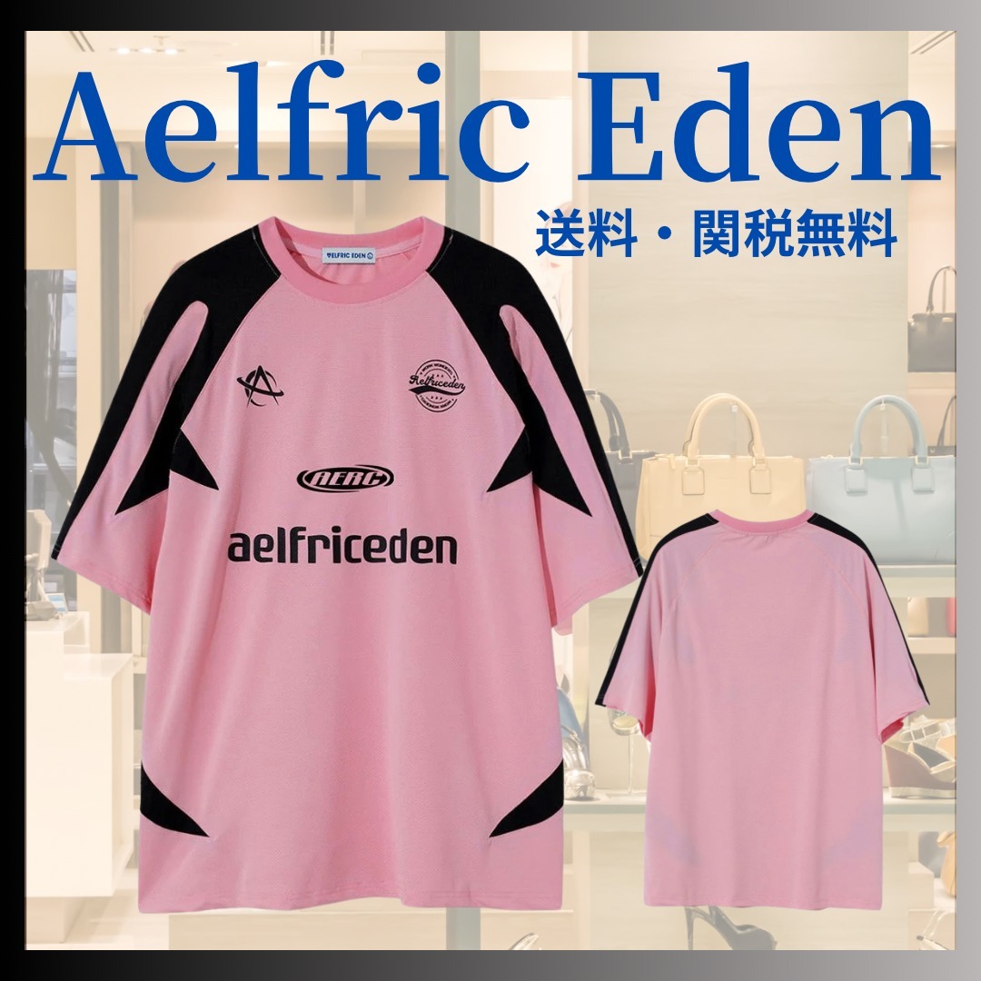◆Aelfric Eden◆ピンク カラーブロック レーシング Tシャツ