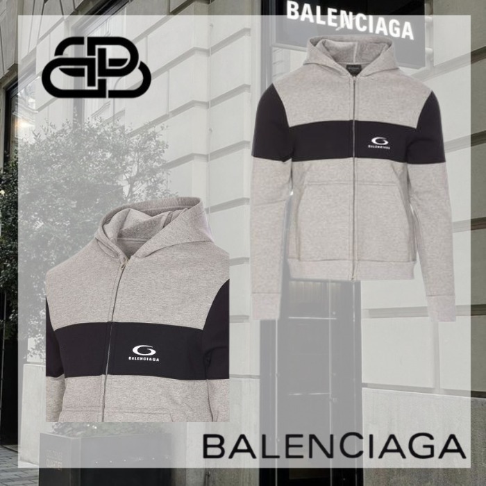 BALENCIAGA ロップ スポーツ アイコン ロゴ ジップ フーディ