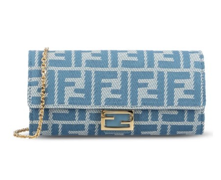 FENDI FF バゲット デニム チェーンウォレットショルダー財布NEW