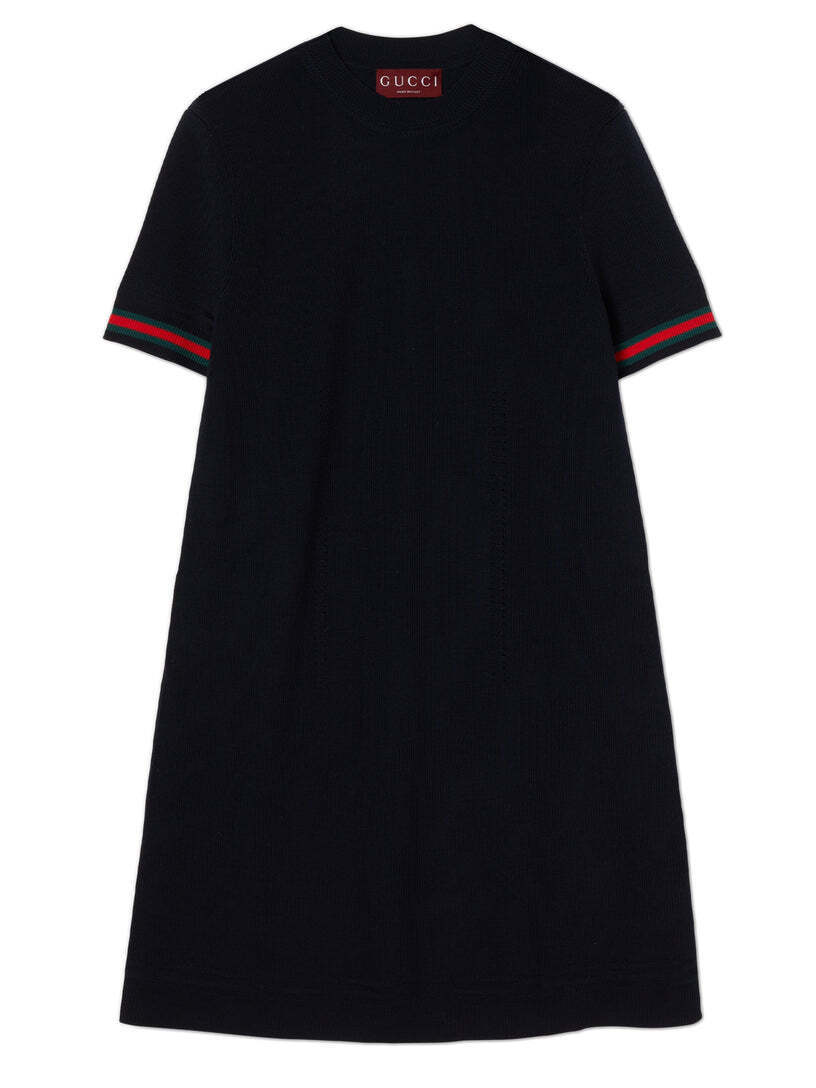 GUCCI ウェブ付き エクストラファインウール ミニドレス