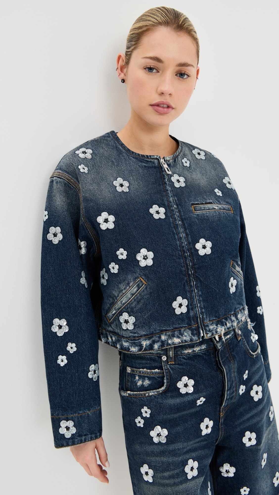 《MARC JACOBS》スパンコール 花柄 デニム Gジャン ジャケット