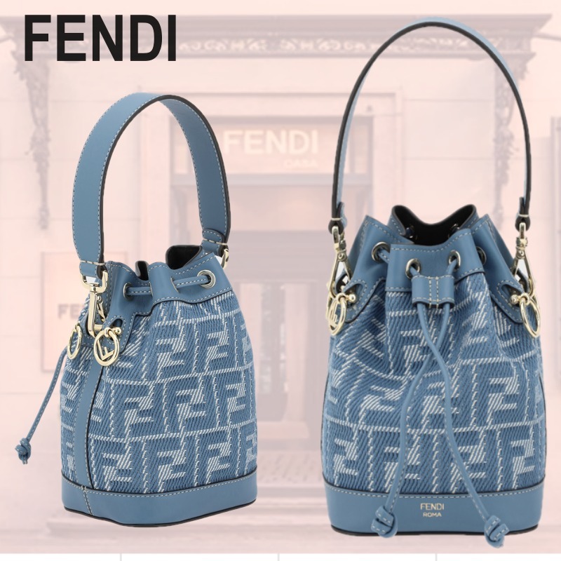 VIPSALE!!【FENDI】ブルーデニム調FFジャカード ミニバッグ
