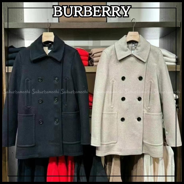 【BURBERRY】lady's ウールコート black／white
