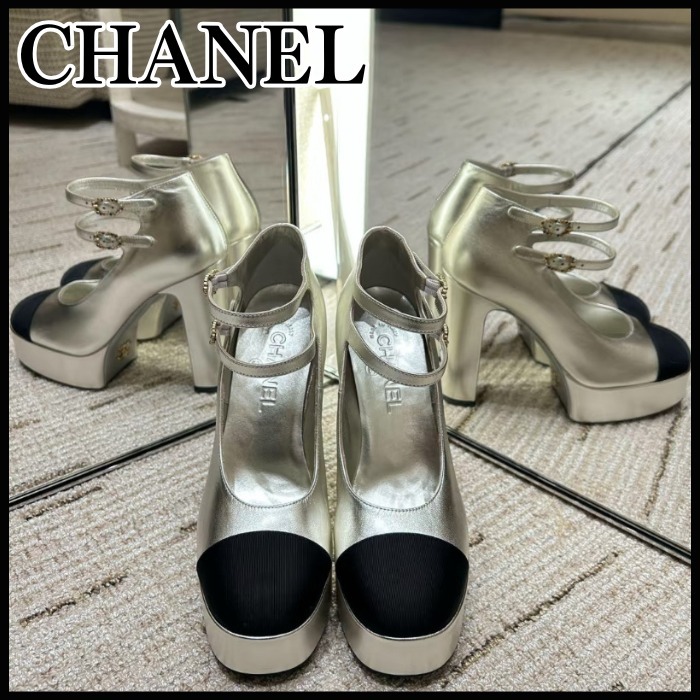 25S◆ゴージャスなハイヒール◆CHANEL メリージェーン パンプス