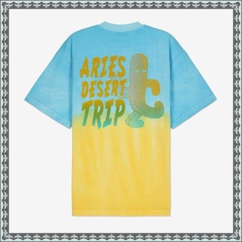 ★ARIES★ Desert Trip Deep Dye Short Sleeve T-Shirt Blue CTA