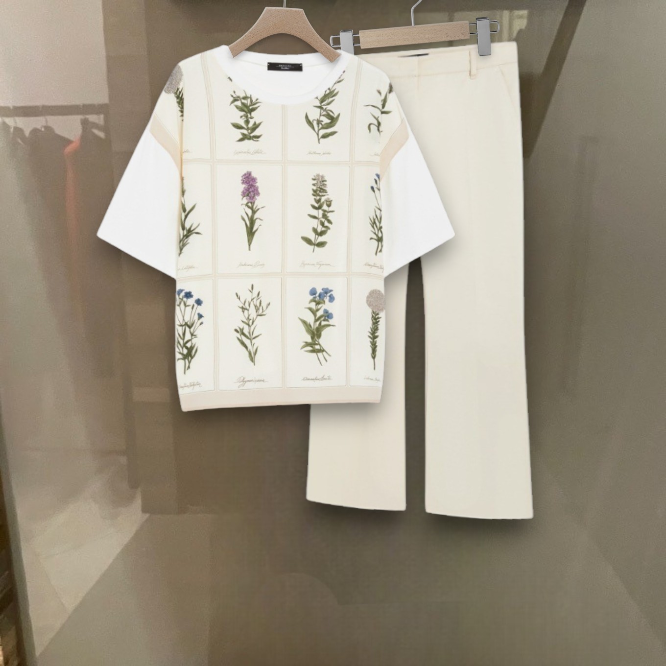 パンパス プリント シルク アンド ジャージー Tシャツ・PAMPAS