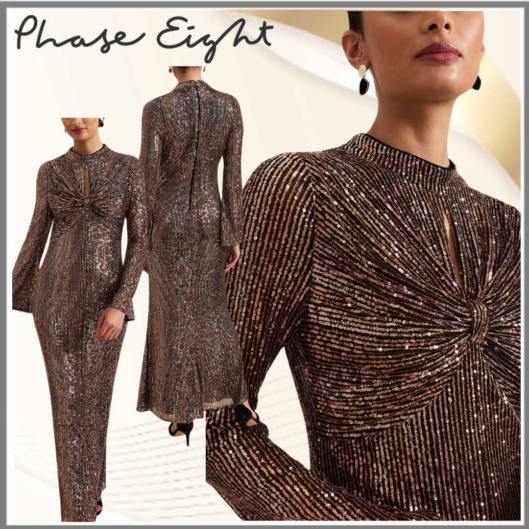 【Phase Eight】レニラ スパンコールロングスリーブマキシドレス