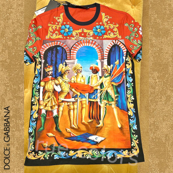 DOLCE&GABBANA 騎士モチーフプリント コットン 半袖 Tシャツ