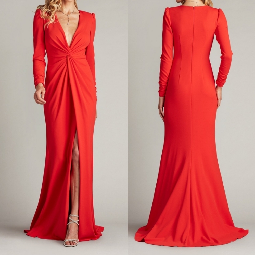 TADASHI SHOJI タダシショウジ ハイVネック ハイスリット ドレス