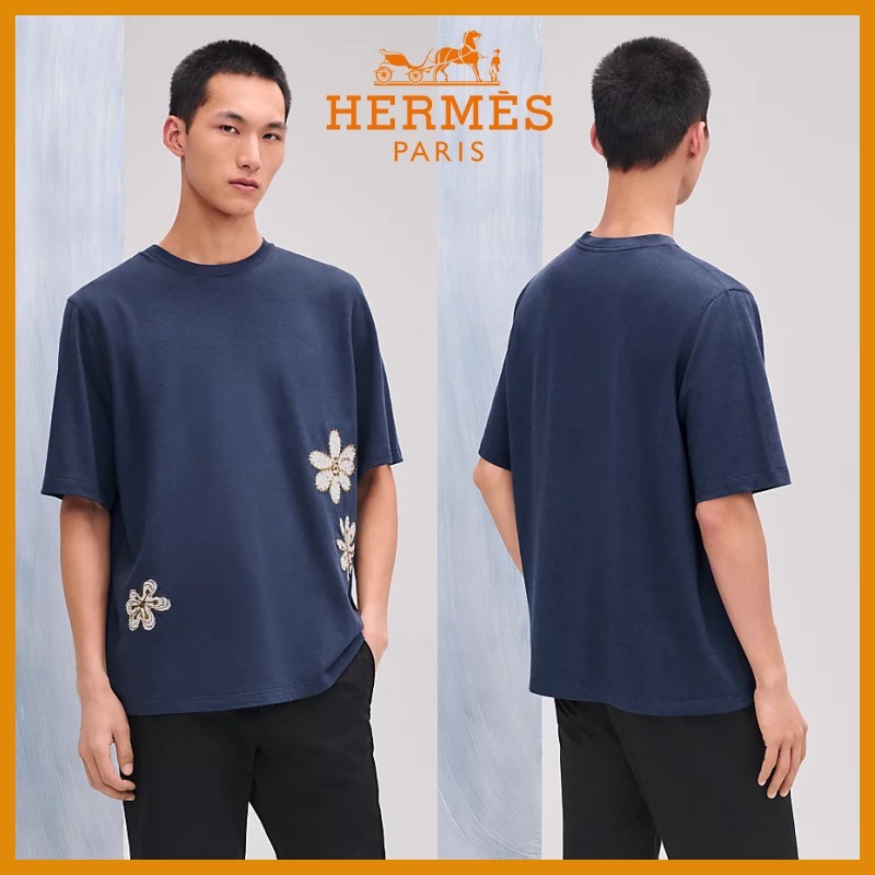 【25SS☆ワンポイント】HERMES Tシャツ 《fleurs zigzag》