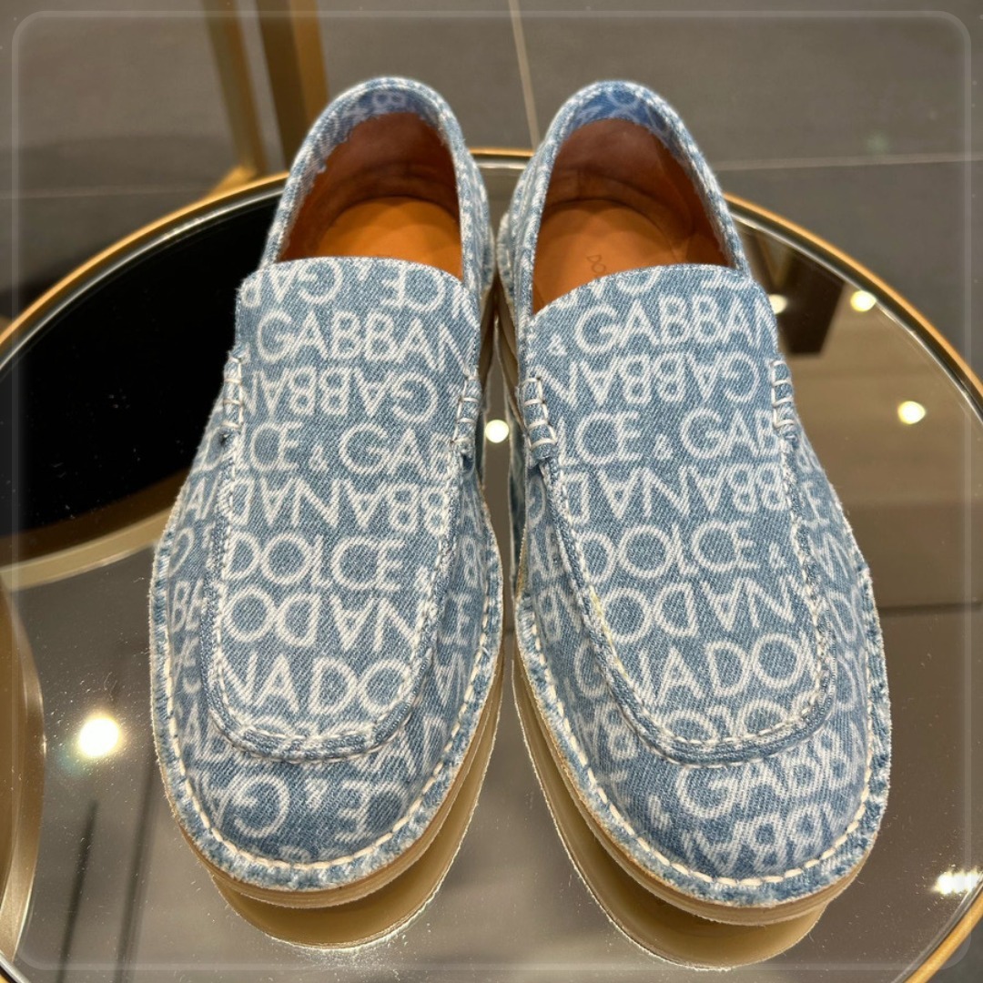 【DOLCE&GABBANA】ロゴ デニムローファー ラウンドトゥ メンズ