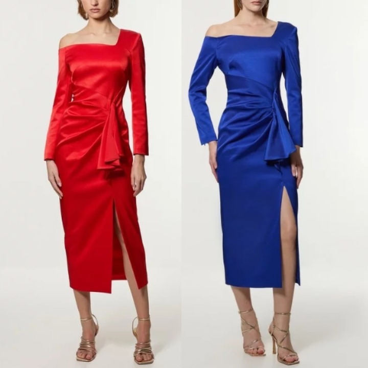 安心追跡【KAREN MILLEN】アシンメトリーネック マキシドレス