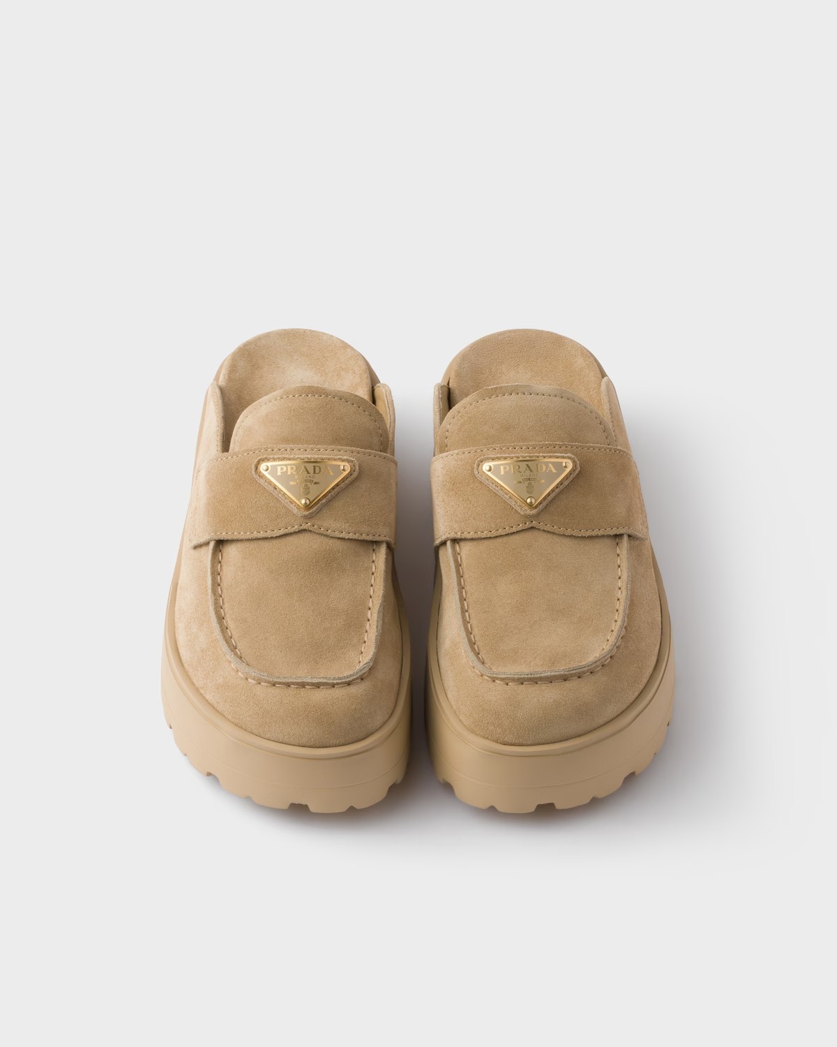 □PRADA プラダ スエード フラットフォーム ミュール (PRADA
