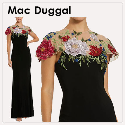 Mac Duggal ☆ビーズ付きコールドショルダードレス ビーズ Mac Duggal(マックドゥガル) レディース - 海外通販のBUYMA