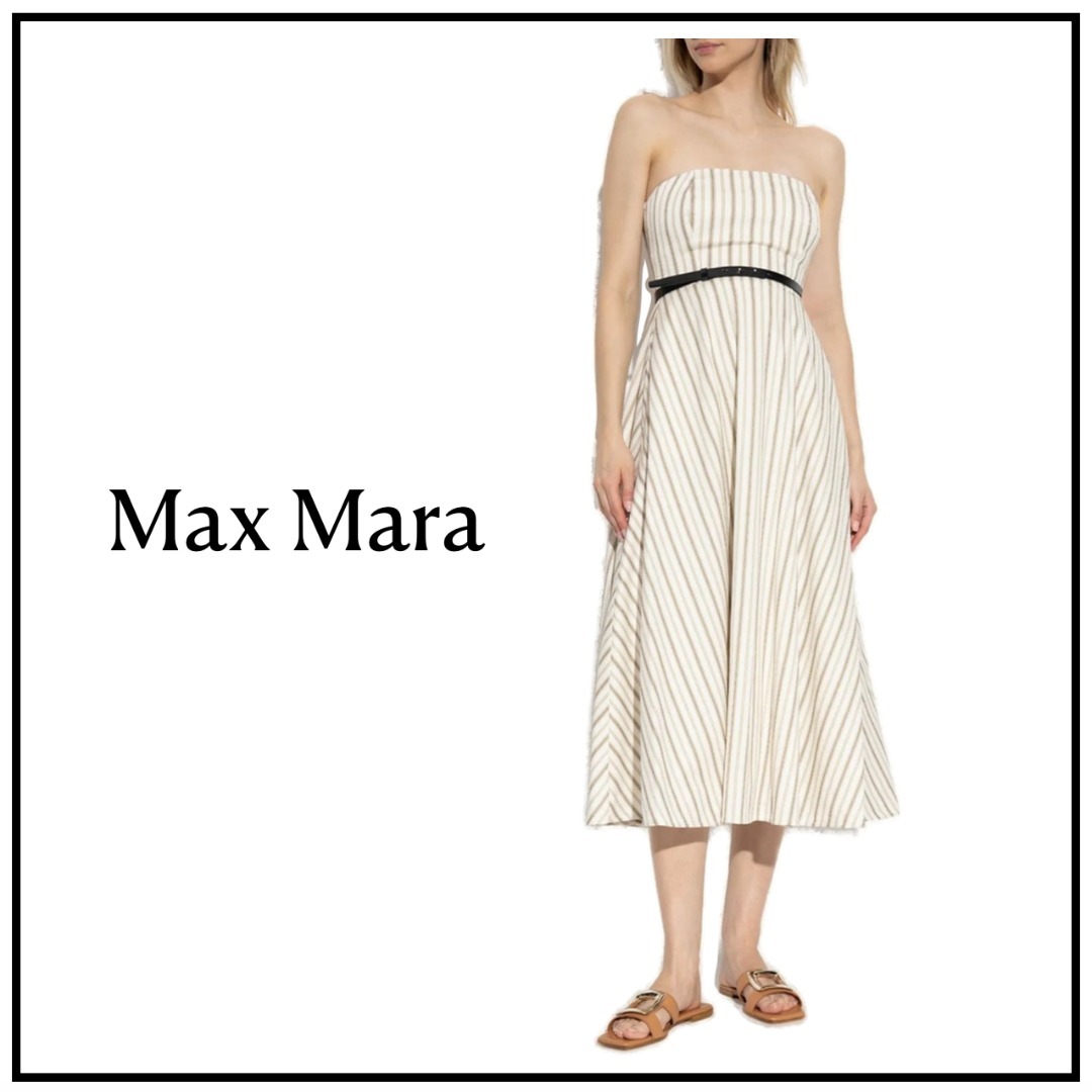 【Max Mara】フェルヴィダ ストライプ ストラップレス ドレス