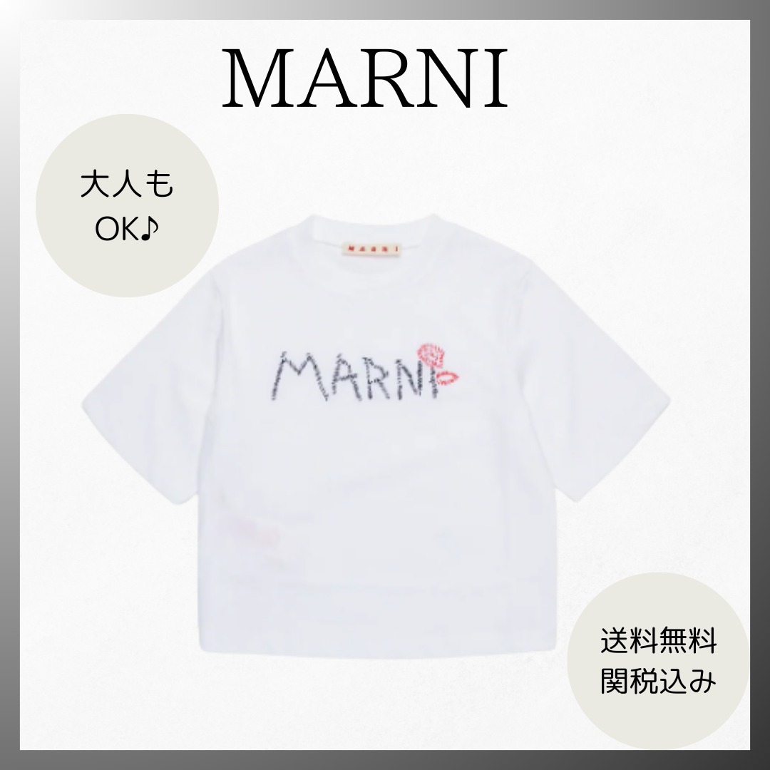 MARNI (マルニ) コットン100％ ネックロゴ刺繍 クルーネック