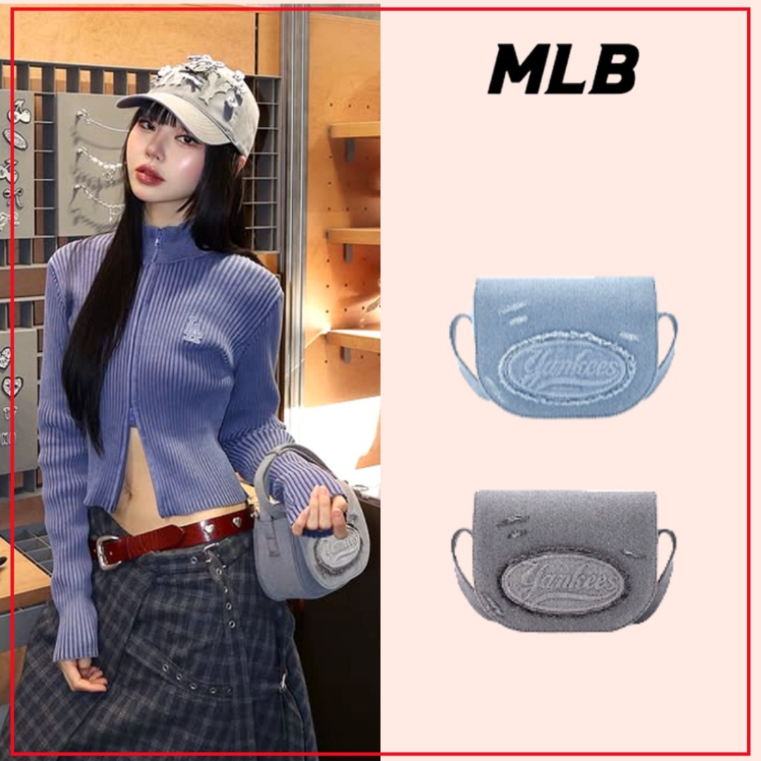 MLB KOREA■新作*lettering vintage denim cross bag