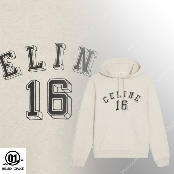 入手困難 CELINE 16 ロゴ コットンフリース ルーズ パーカー