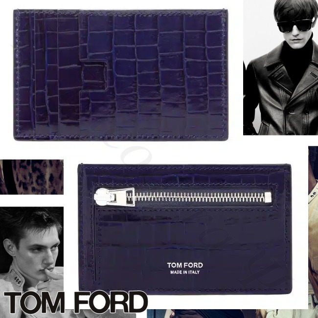 TOM FORD ロゴ クロコ型押しレザー カードケース