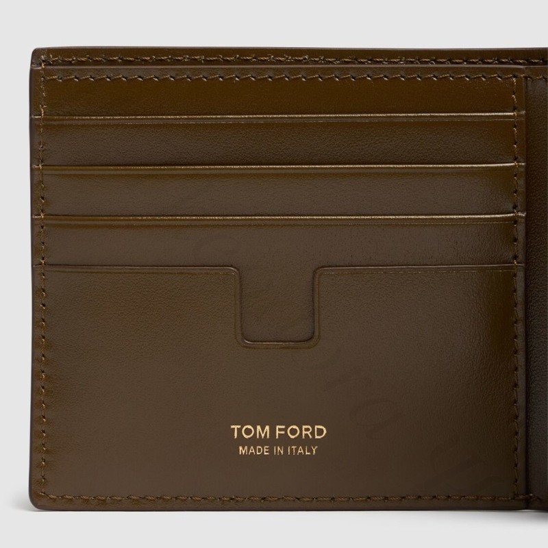 TOM FORD ロゴ クロコ型押しレザー 折りたたみ財布 ブラウン TOM FORD ロゴ クロコ型押しレザー 折りたたみ財布 ブラウン
