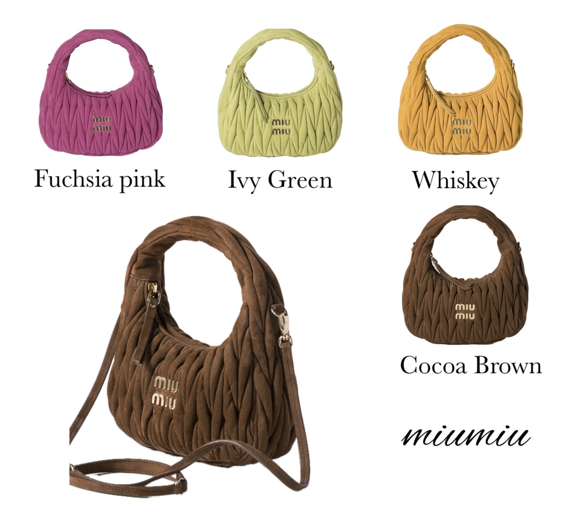 Miu Miu Wander matelasse suede bag ワンダー スエードバッグ