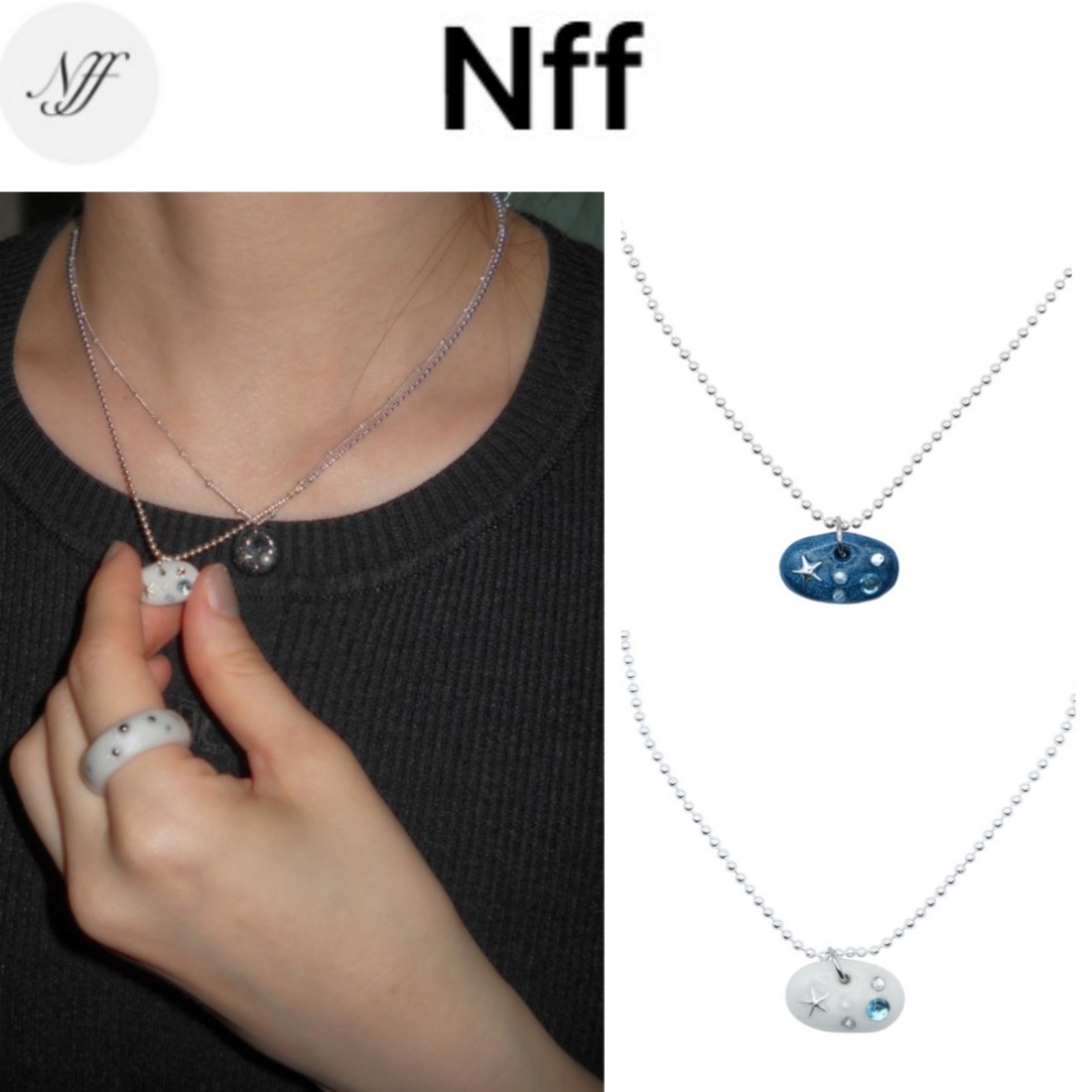 [韓国人気ジュエリー] nff blue stone silver necklace