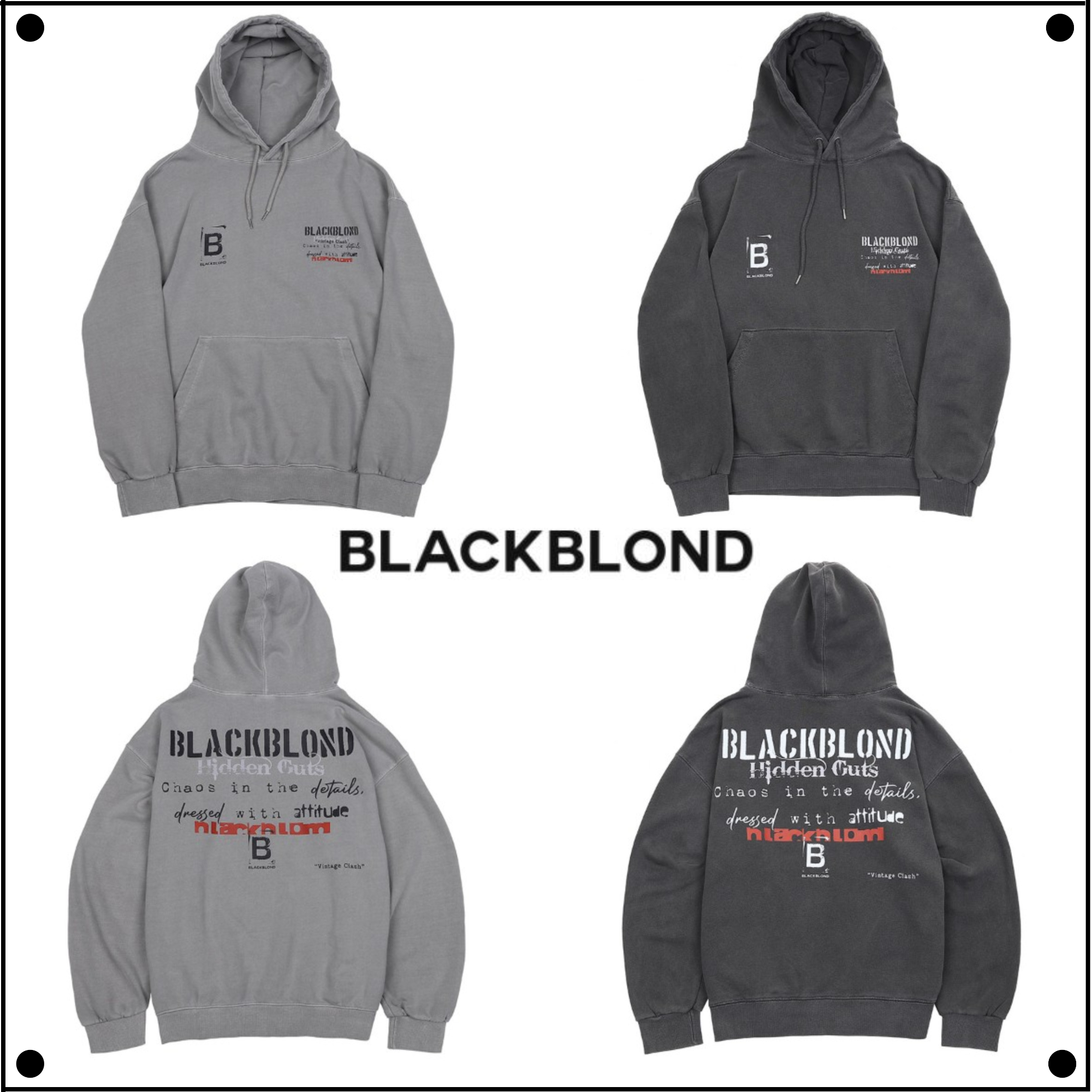 BLACKBLONDのBBD Vintage Clash Pigment Hoodie 全2色