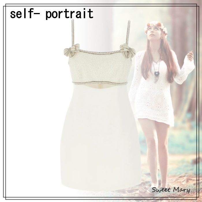 SELF PORTRAIT☆クレープ装飾 リボン ミニドレス♪【送料込】