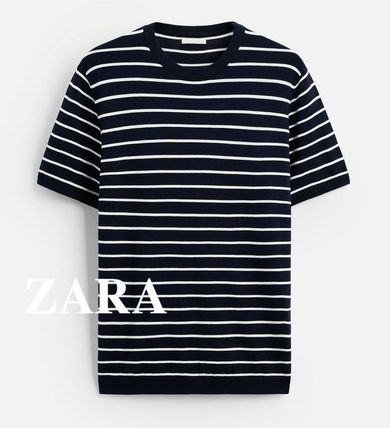 ★ドイツ発*ZARA*新作*テクスチャーニットTシャツ/U-STRIPED★ ☆ドイツ発*ZARA*新作*STRIPED ニットTシャツ/BROWN-TAUPE☆