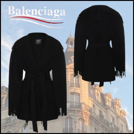 【BALENCIAGA】BALENCIAGA WOOL CAPE BLACK