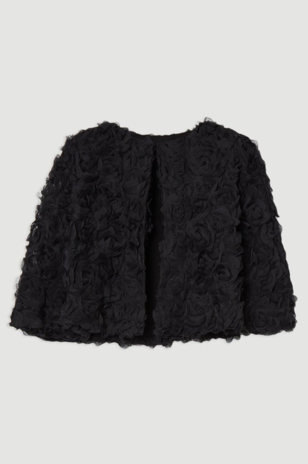 関送込*Karen Millen*テクスチャードロゼット クロップドケープ ☆Karen Millen☆テクスチャードロゼット織りクロップドケープ