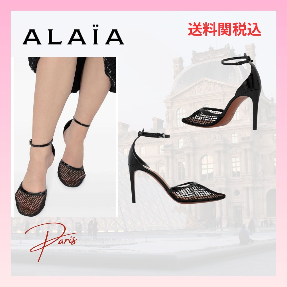 【Alaia】アライア フィッシュネット＆レザー サンダル