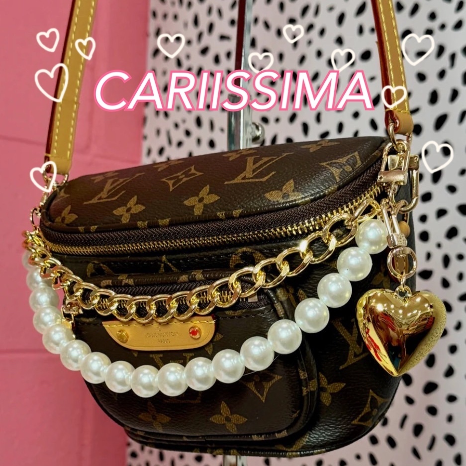 日本未入荷【CARIISSIMA】パール ゴールドハートバッグチャーム