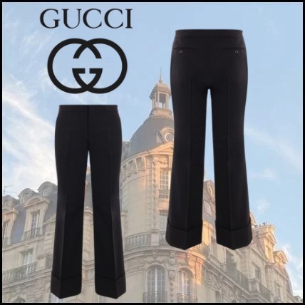 【GUCCI】GUCCI WOOL TWILL CROPPED PANTS BLACK