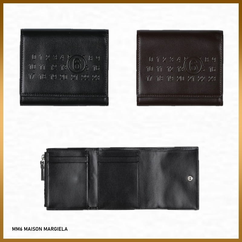 【 MM6 MAISON MARGIELA】ロゴ 無地 三つ折り 財布 ファスナー