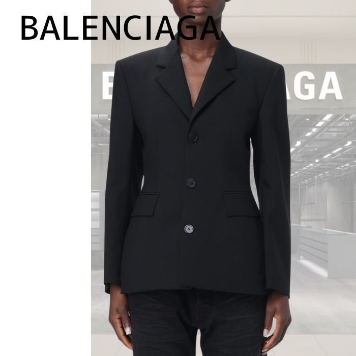 【BALENCIAGA】アワーグラス シングル ジャケット ブラック