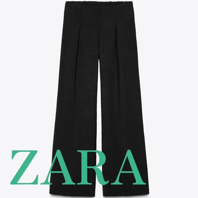 【ZARA】ルーズフィット ドレープパンツ ブラック 0264/195/800