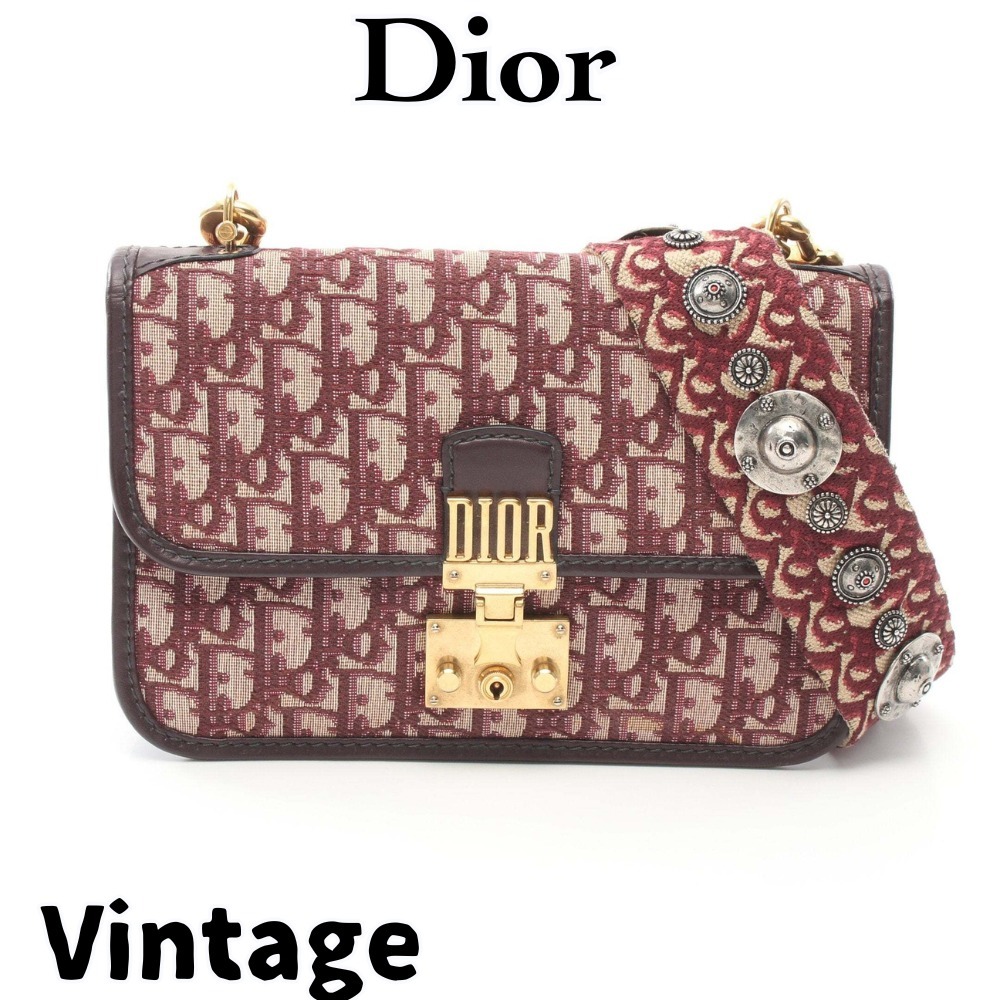 【ヴィンテージ】Rank:B☆Dior Oblique ボルドー アディクト BAG