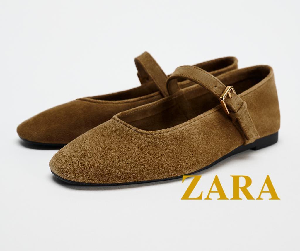 ☆ドイツ発*ZARA*新作*本革スエードバレエシューズ/T☆