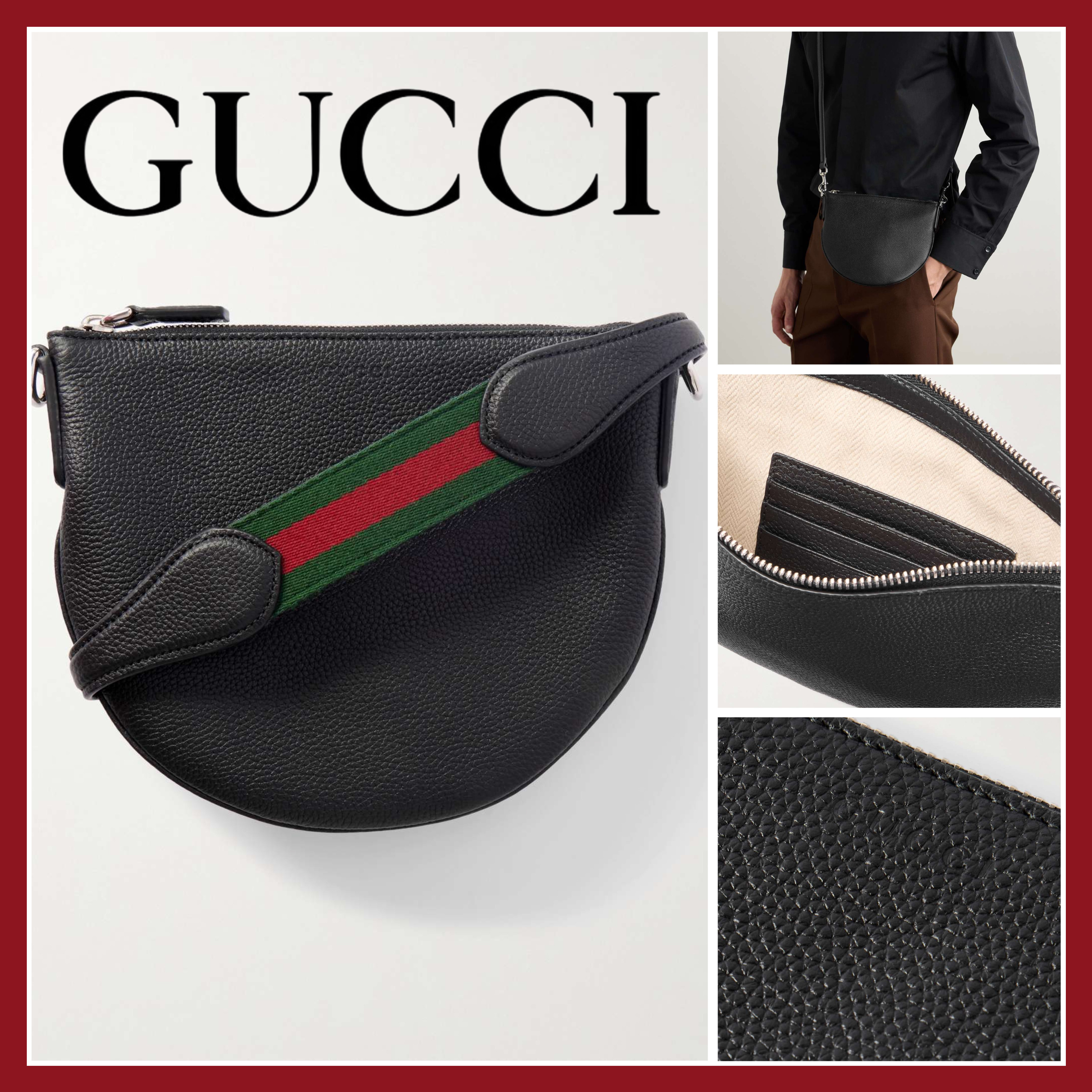 【関税込み】☆GUCCI☆ フルグレインレザーメッセンジャーバッグ