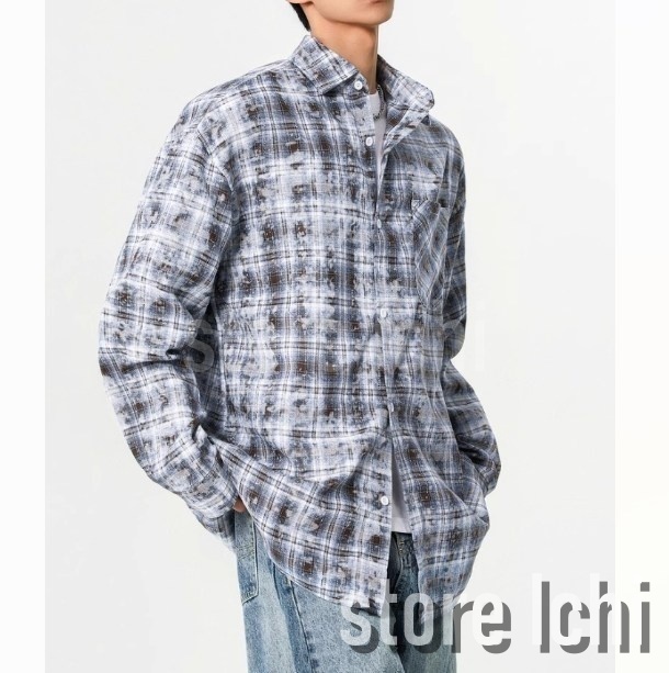 メンズ チェック柄シャツ ネルシャツ カジュアル Z07008